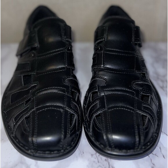 Stacy Adams Bayden Fisherman Sandals Men 9.5 Black Faux Leather Dress or Casual main image 5